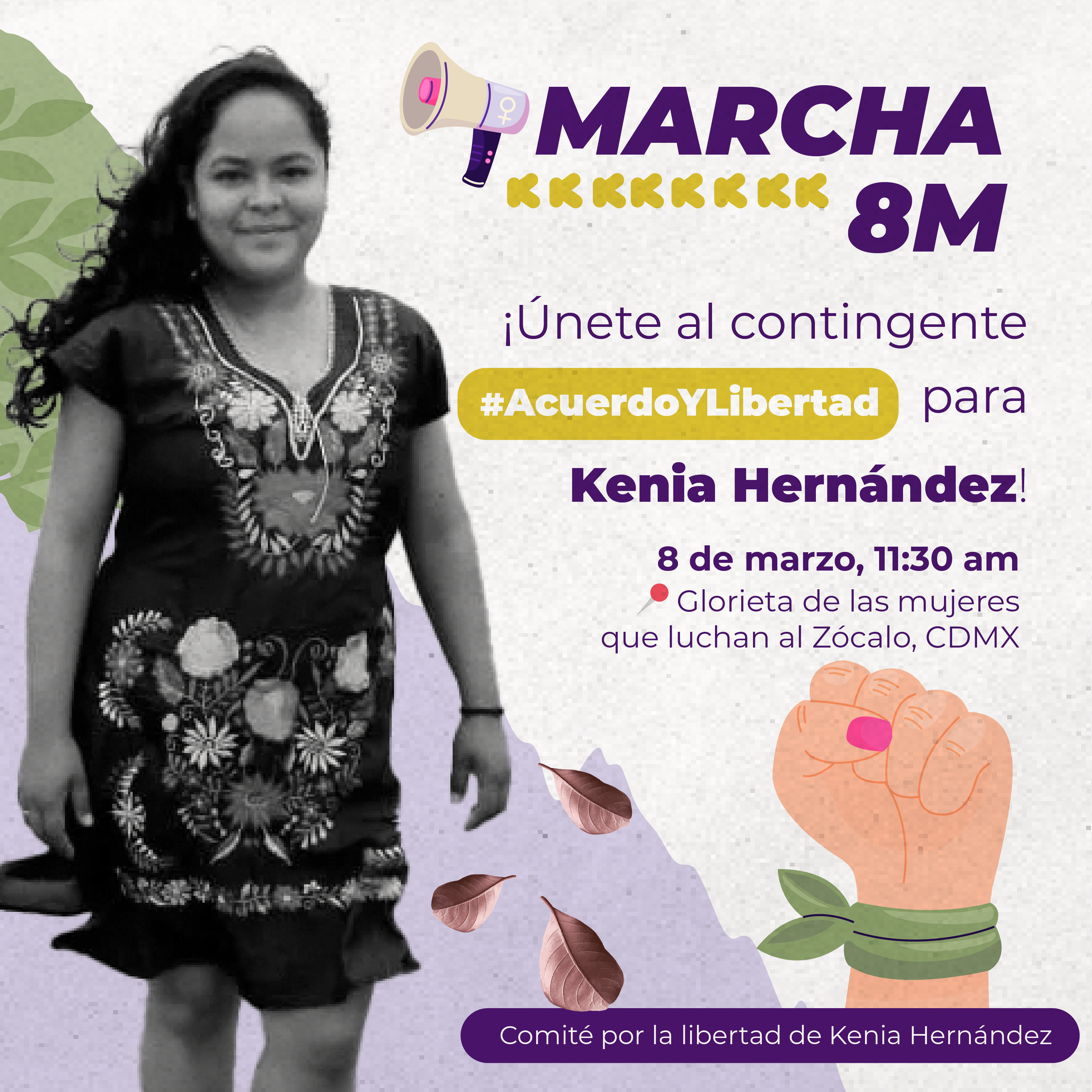 Convocatoria a marcha 8M Kenia Hernández Montalván